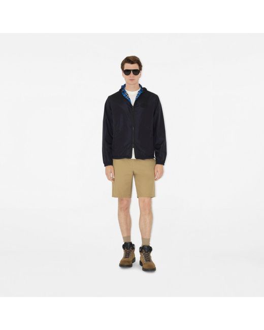 Burberry Blue Reversible Check Hooded Jacket for men