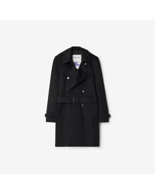 Burberry Black Mid-Length Cashmere Trench Coat for men