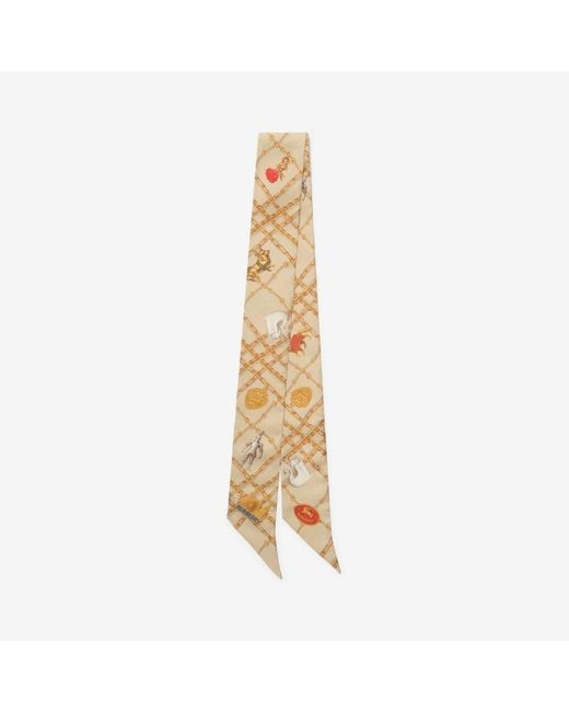 Burberry Metallic Skinny Check Charm Silk Scarf