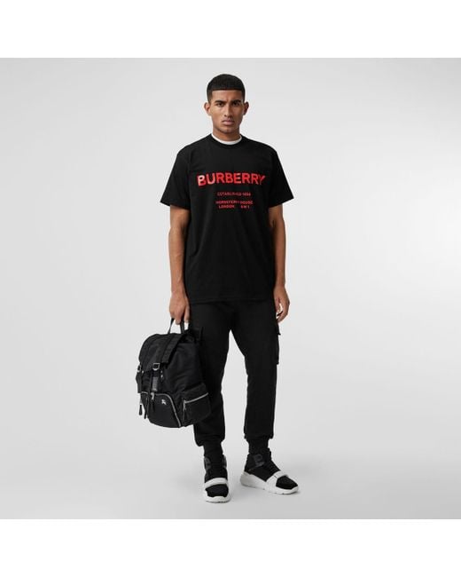 Burberry Black Horseferry Print Cotton T-shirt for men