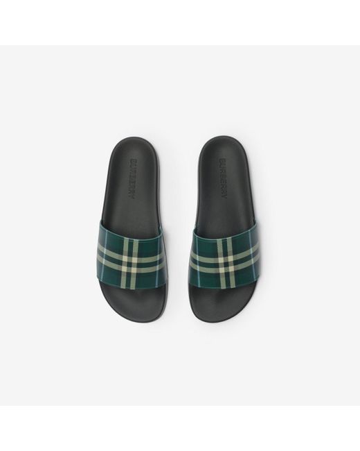 Burberry Green Check Slides for men