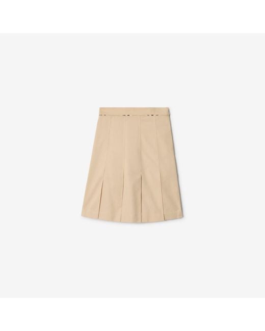 Burberry Natural Pleated Cotton Blend Skirt