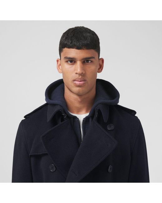 Burberry Cashmere Trench Coat in Navy (Blue) for Men | Lyst