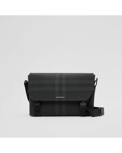Burberry Charcoal Check Large Wright Messenger Bag in Black for Men Lyst