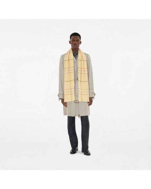 Burberry Natural Wide Check Wool Scarf