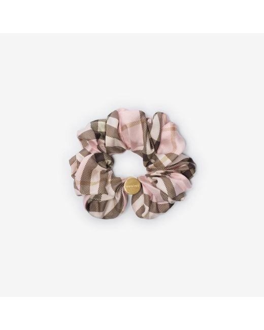 Burberry Pink Check Silk Scrunchie