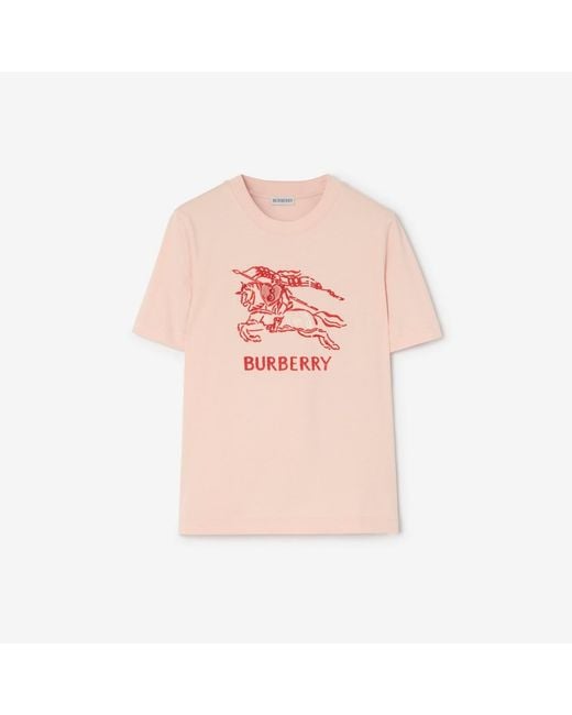 Burberry Pink Heart Knight Cotton T-Shirt