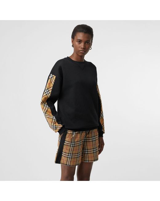 Burberry Black Bronx Check-sleeve Sweatshirt