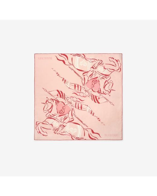 Burberry Pink Heart Knight Silk Scarf