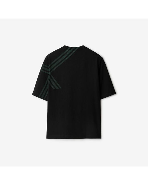 Burberry Black Check Sleeve Cotton T-shirt for men