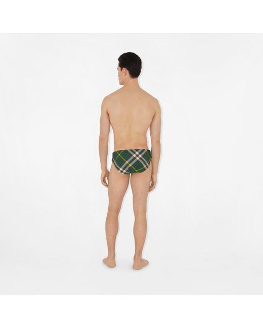 Burberry: Green Check Swim Briefs