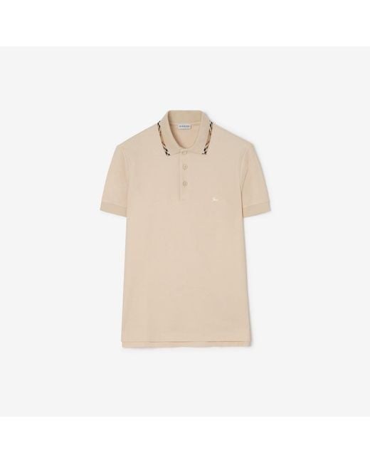 Burberry Natural Check Trim Cotton Polo Shirt for men