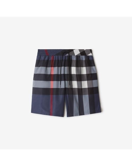 Burberry Blue Check Swim Shorts for men
