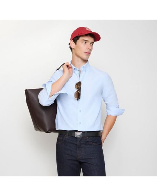 Burberry Blue Slim Fit Cotton Oxford Shirt for men