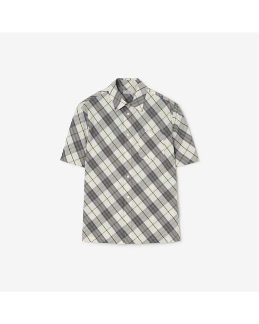 Burberry Gray Classic Fit Check Cotton Shirt for men