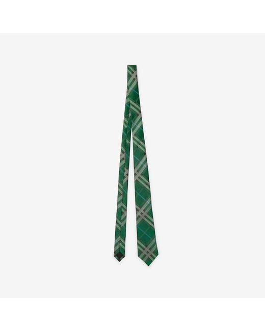 Burberry Green Check Silk Tie for men