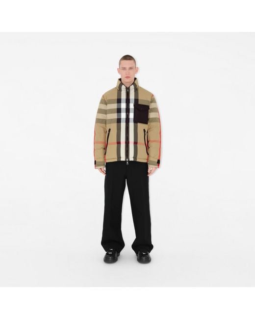 Doudoune à capuche réversible en nylon Check Burberry pour homme en coloris Natural