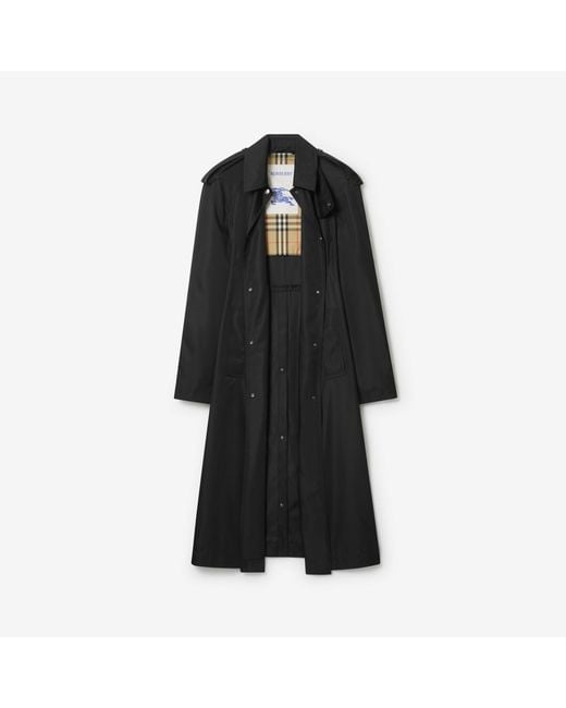 Burberry Black Long Nylon Hooded Car Coat