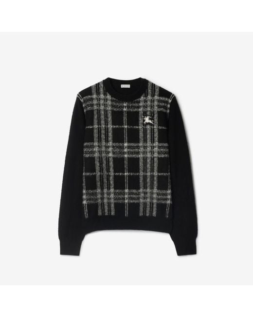 Burberry Black Check Wool Sweater for men