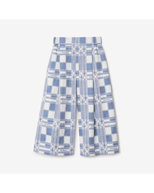 Burberry Blue Check Cotton Trousers
