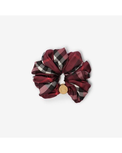 Burberry Red Check Silk Scrunchie