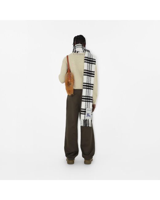 Burberry White Check Wool Scarf