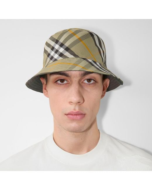 Burberry Green Reversible Check Bucket Hat for men