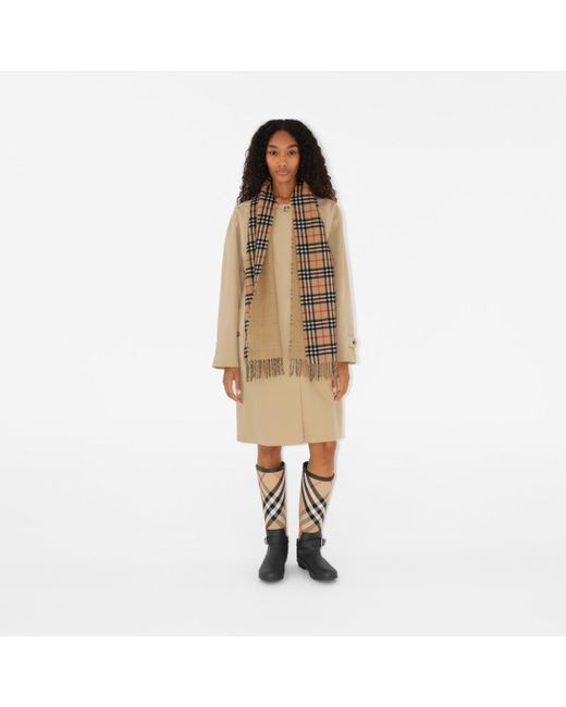Burberry Natural Reversible Check Cashmere Scarf