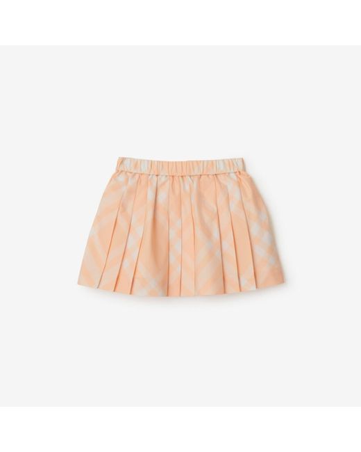 Burberry Natural Pleated Check Cotton Skirt