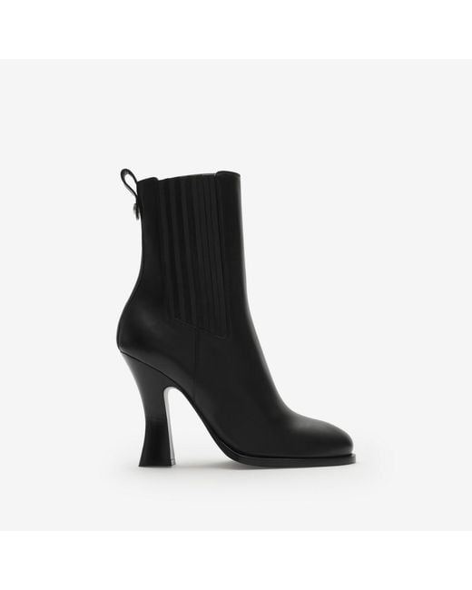 Burberry Black Leather Pillar Ankle Boots