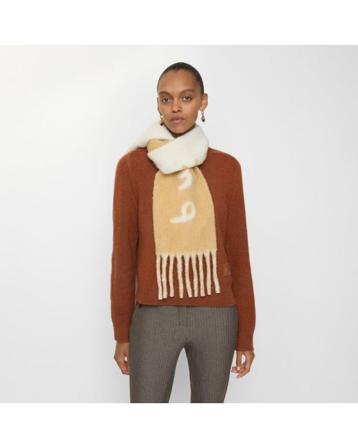 Burberry Natural Reversible Logo Alpaca Wool Blend Scarf