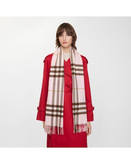 Check Cashmere Scarf Burberry en coloris Pink