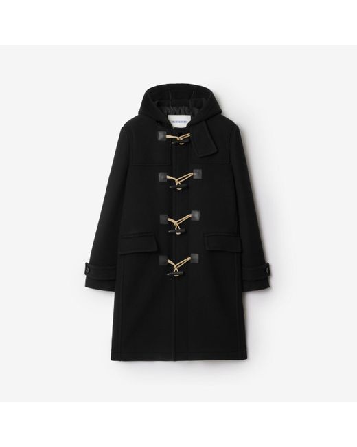 Burberry Black Wool Duffle Coat for men