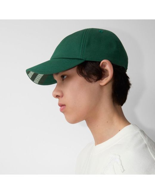 Burberry Green Cotton Blend Baseball Cap for men