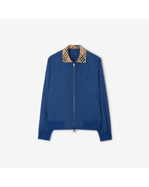 Burberry Blue Gabardine Glenfields Harrington Jacket for men