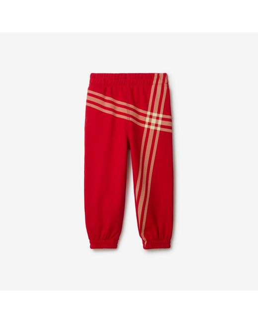 Burberry Red Check Cotton Jogging Pants for men