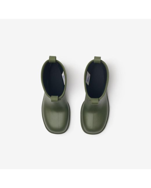 Burberry Green Rubber Marsh Stamp Heeled Low Boots​