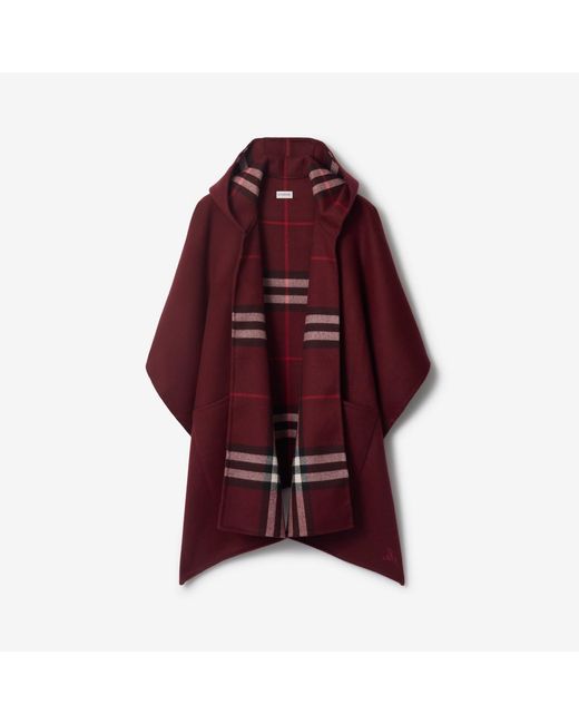 Burberry Red Cashmere Hooded Cape
