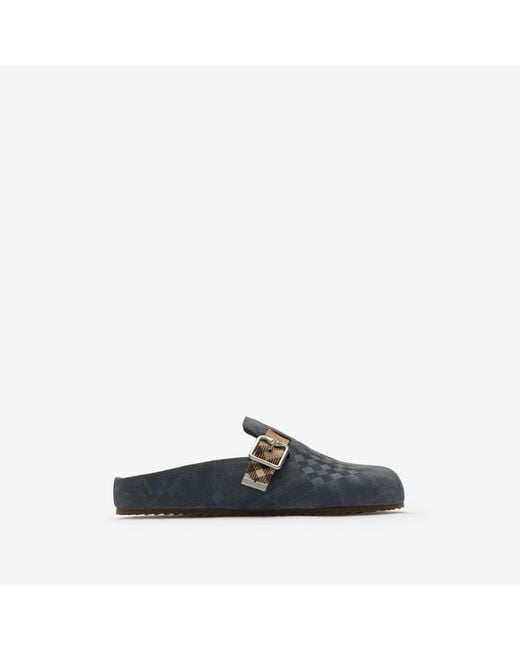 Burberry Blue Check Suede Urchin Clogs for men