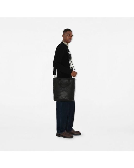 Burberry Black Embossed Check Tote for men