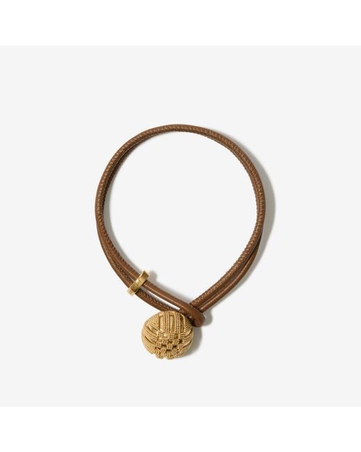 Burberry Metallic Leather Check Granulation Bracelet