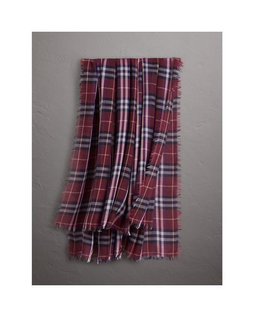 Burberry Multicolor Check Modal And Wool Square Scarf