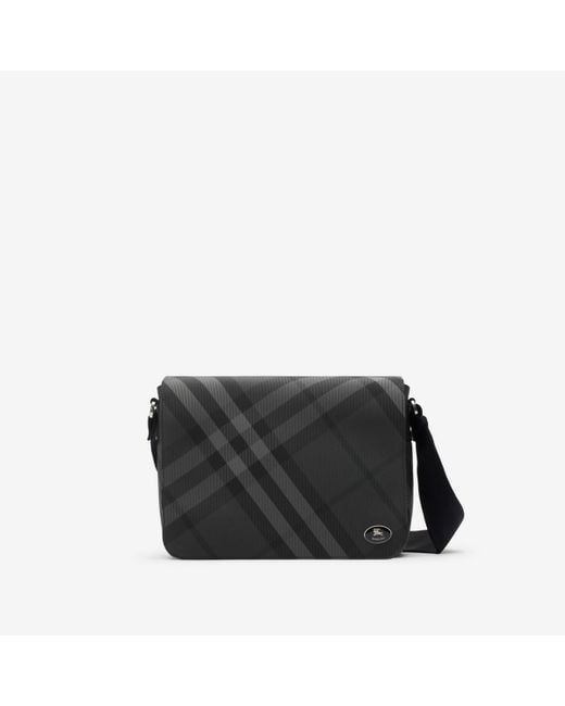Burberry Black Grid Messenger Bag for men