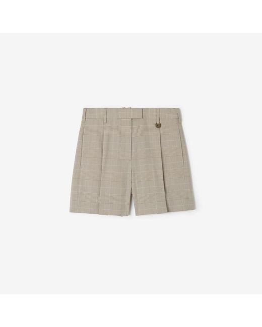 Burberry Natural Check Wool Tailored Shorts