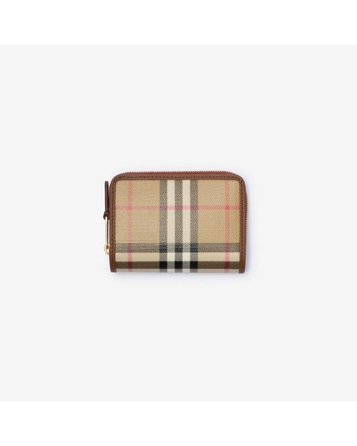 Burberry Natural Small Check Zip Wallet
