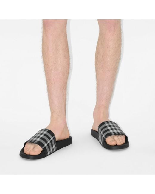 Burberry Black Check Slides for men