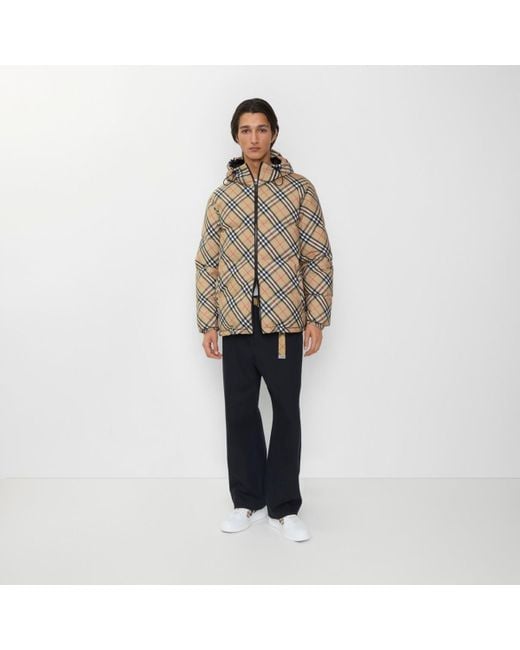 Reversible Check Hooded Puffer Jacket Burberry pour homme en coloris Black