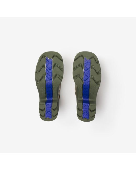Burberry Green Rubber Marsh Stamp Heeled Low Boots​