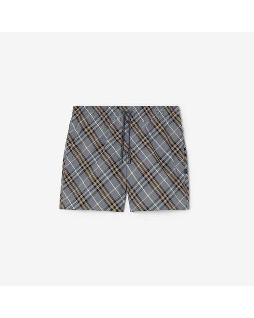 Burberry Gray Check Swim Shorts for men