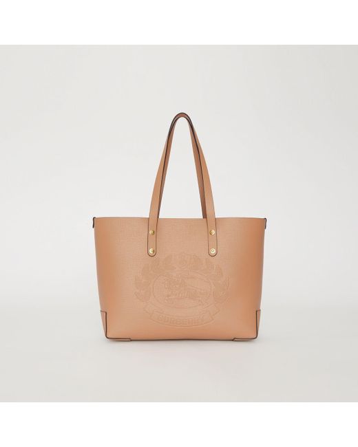 Burberry Natural Small Embossed Crest Leather Tote